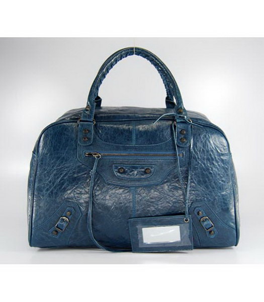 Balenciaga Agnello Tote Large Bag in Sapphire Blue agnello